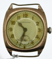 Longines 9ct gold cased gents watch with subsidiary second, no strap