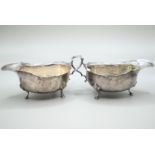 Matched pair of silver sauce boats, Adie Brothers Ltd and William Greenwood & Sons respectively, Bir