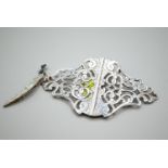 Silver Victorian style pierced nurse's buckle, maker E-C, Birmingham 1992, overall width 11.8cm, and