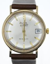 9ct gold cased Avia Matic gents wristwatch, 25 jewels, dia. 33mm, case backing 5.6 grams