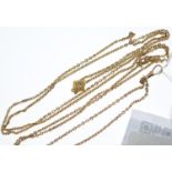 9ct gold double strand watch chain with textured gold opal set pendant, overall length of chain 61cm