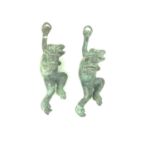 Pair of Bronze wall sconce in the form of frogs.