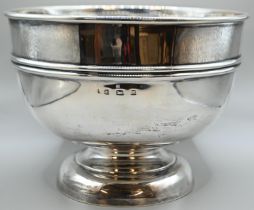 Silver pedestal bowl, maker's mark rubbed but probably A & J Zimmerman, Birmingham 1911, diameter 20