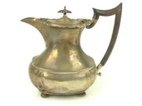 Edwardian silver coffee pot, William Aitken, Birmingham 1907, with ebonised handle & knop, height 22