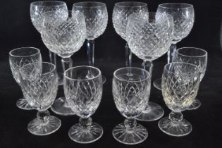 Waterford crystal glasses; six wine glasses and six sherry