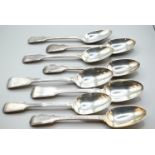 Eight Victorian silver fiddle and thread pattern dessert spoons, Chawner & Co, London two 1849 and s