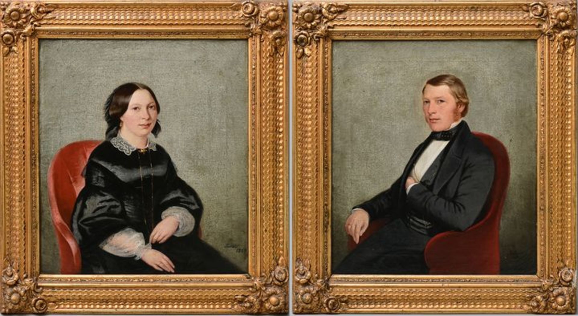 Porträt-Paar/ pair of portraits - Bild 2 aus 5