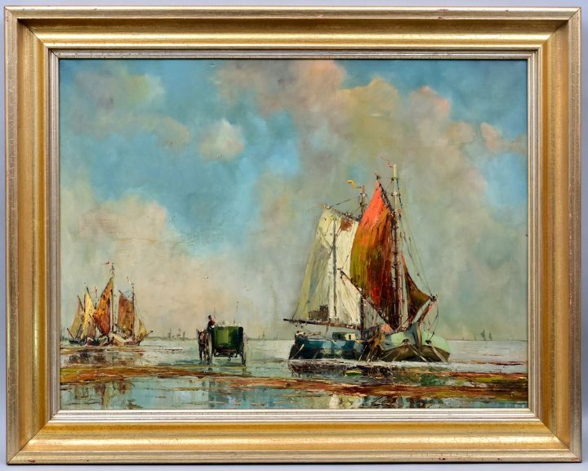 unbekannt Segelboote / painting with boats - Bild 2 aus 6