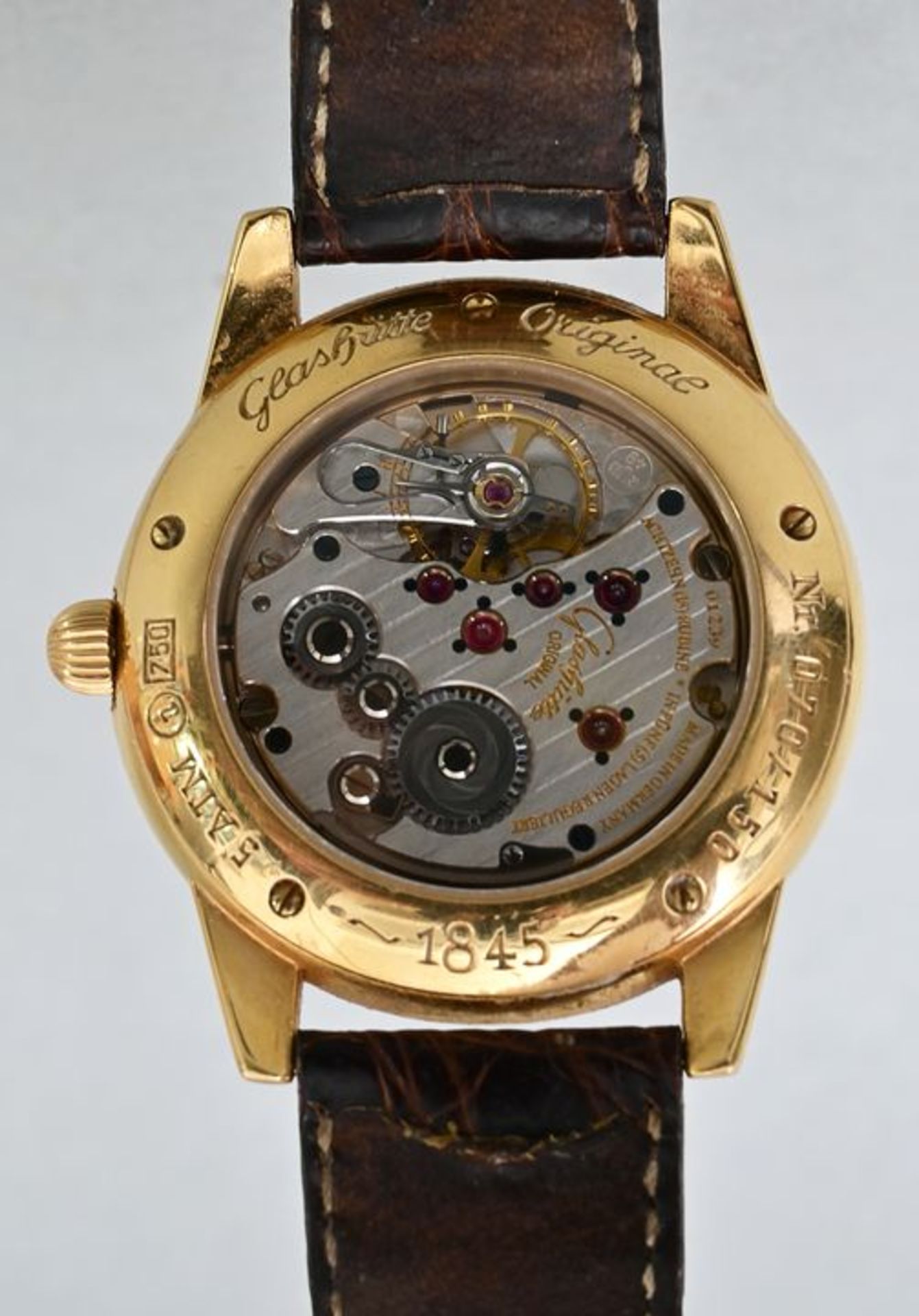 Gold-Armbanduhr Glashütte/ Glashütte wristwatch - Bild 5 aus 5