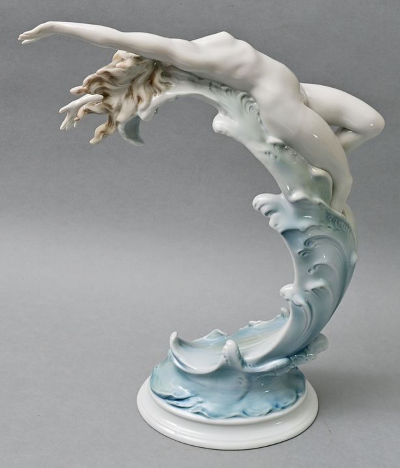 Akt auf Welle/ porcelain figure - Image 4 of 5