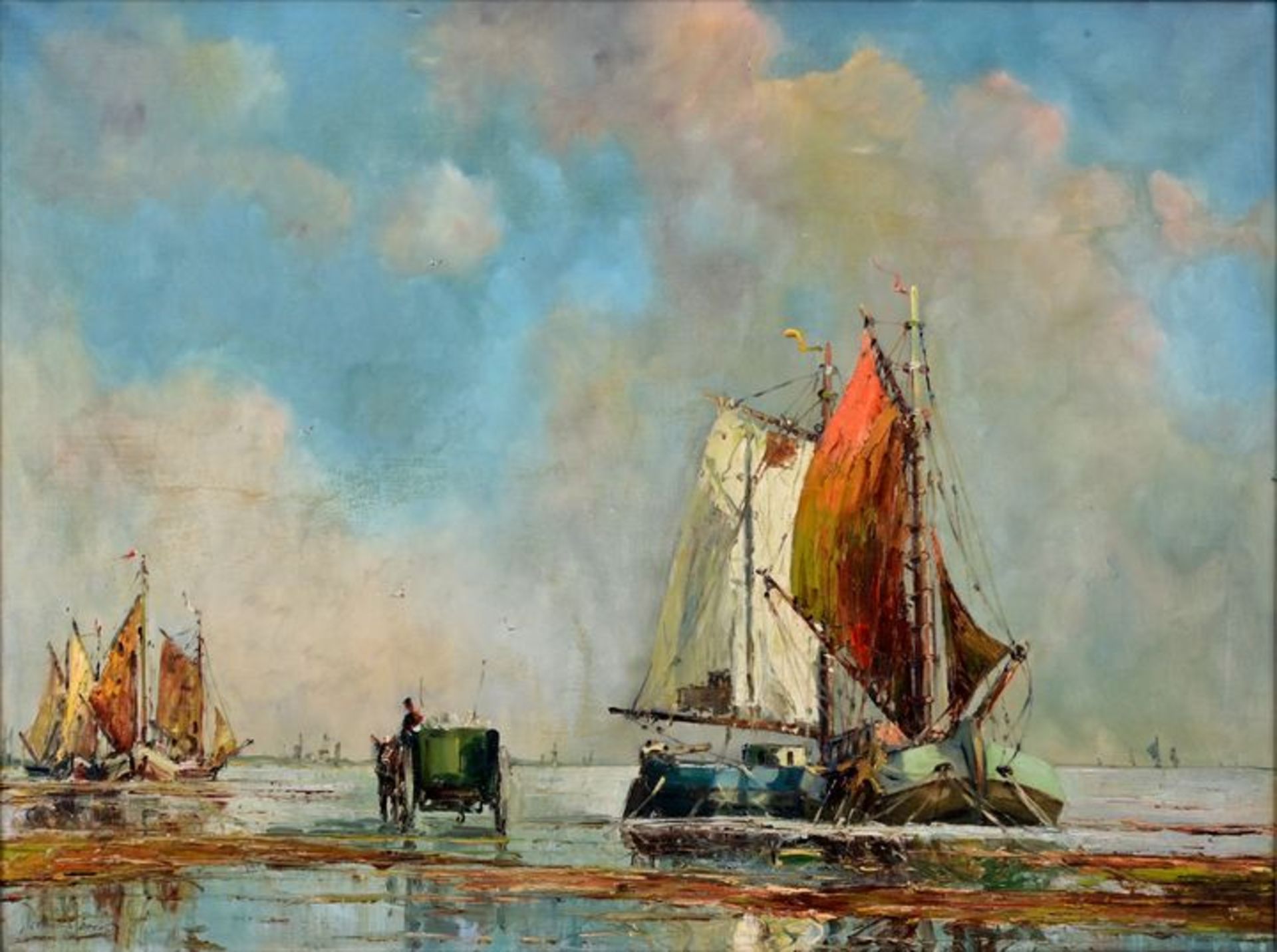 unbekannt Segelboote / painting with boats