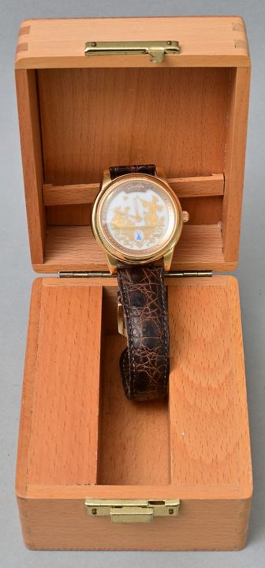 Gold-Armbanduhr Glashütte/ Glashütte wristwatch - Bild 4 aus 5