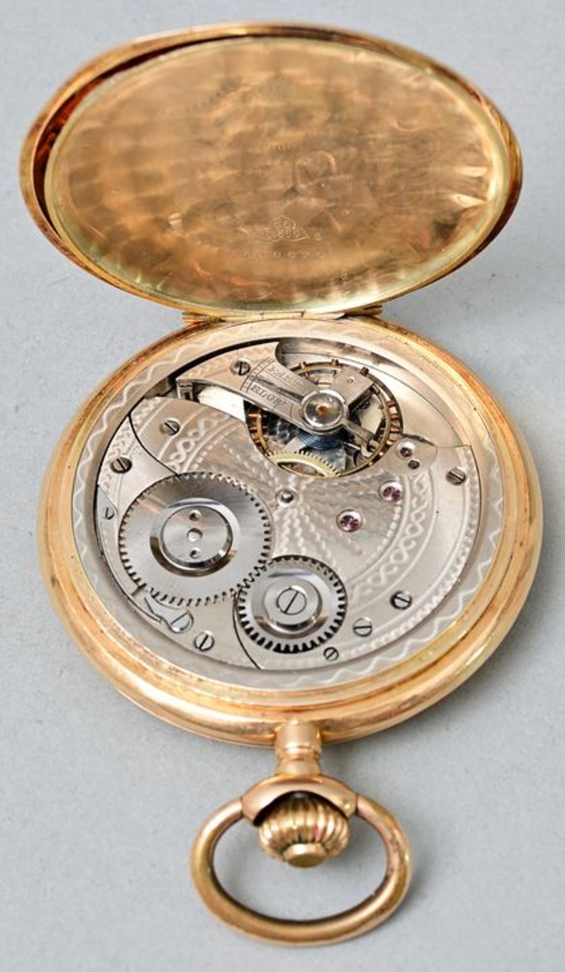 Goldene Herrentaschenuhr, Glashütte / gold pocket watch - Bild 3 aus 5