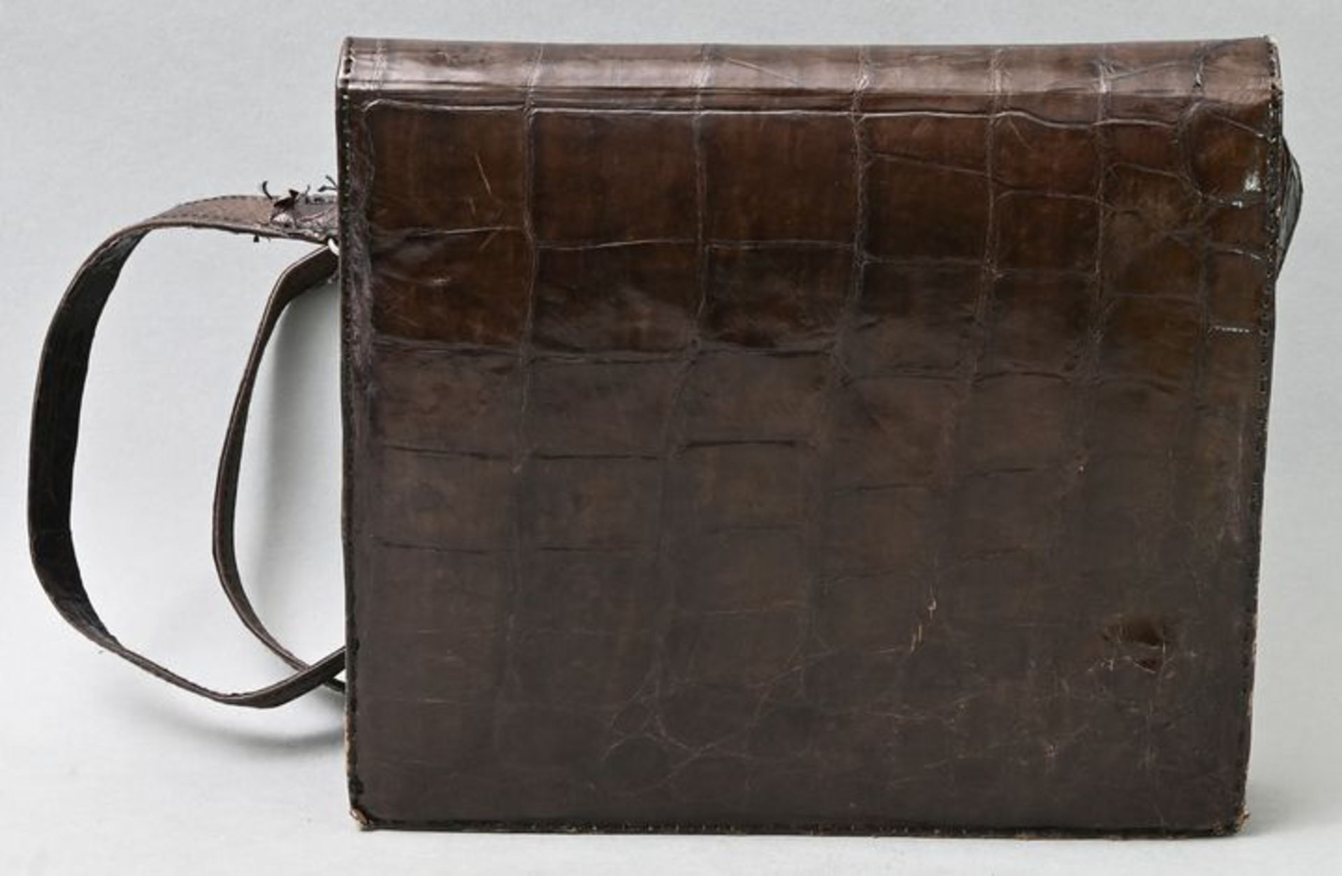 Damenhandtasche, dunkelbraunes Kroko / Handbag, darkbrown croco - Image 3 of 3
