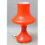 Lampe Glas, roter Überfang, Stephan Tabery/ design lamp