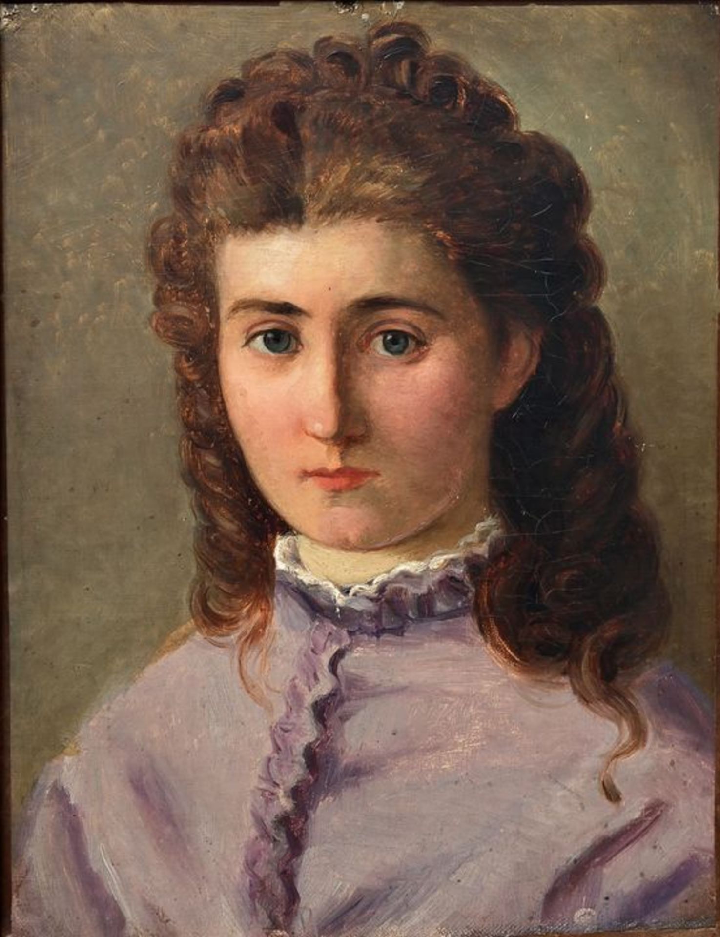 Bildnis einer jungen Frau mit braunen Locken/ portrait