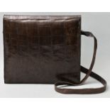 Damenhandtasche, dunkelbraunes Kroko / Handbag, darkbrown croco