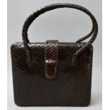 Damenhandtasche, kurze Henkel, schwarzbraune Schlange / Handbag, blackbrown snakeskin