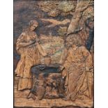 Relief Christus und die Samariterin am Brunnen/ relief intarsia