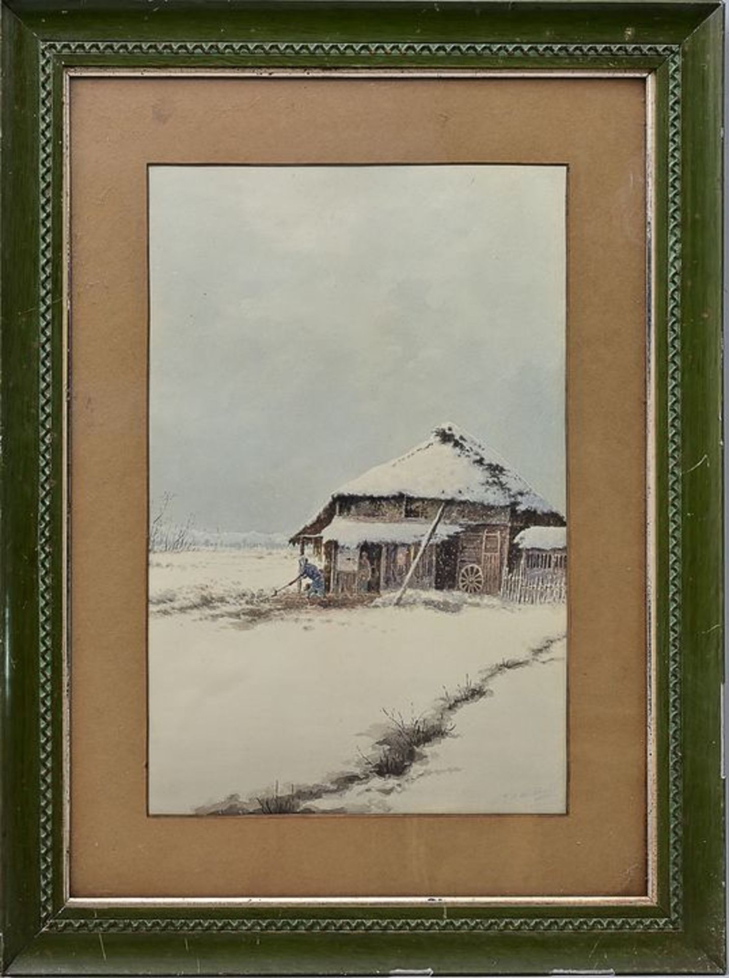 Russisch, Holzhaus im Schnee / Russian, Cabin in the snow - Image 4 of 5