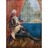 Französischer Maler: Adliger Herr lesend/ nobleman reading a book