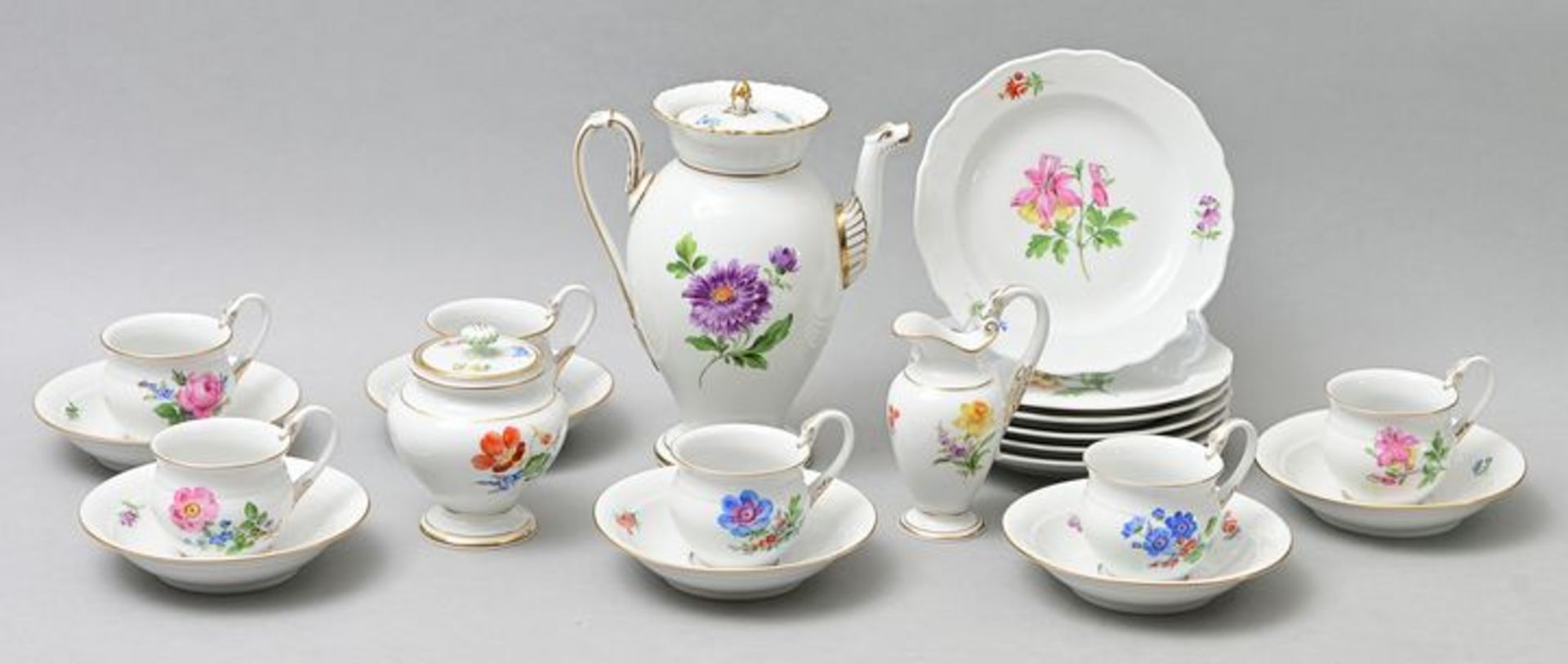 Kaffeservice 21 Teile Bunte Blume Meissen/ coffeeservice