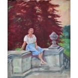 Palinkas: Junge Frau auf Brüstung/ woman sitting on balustrade