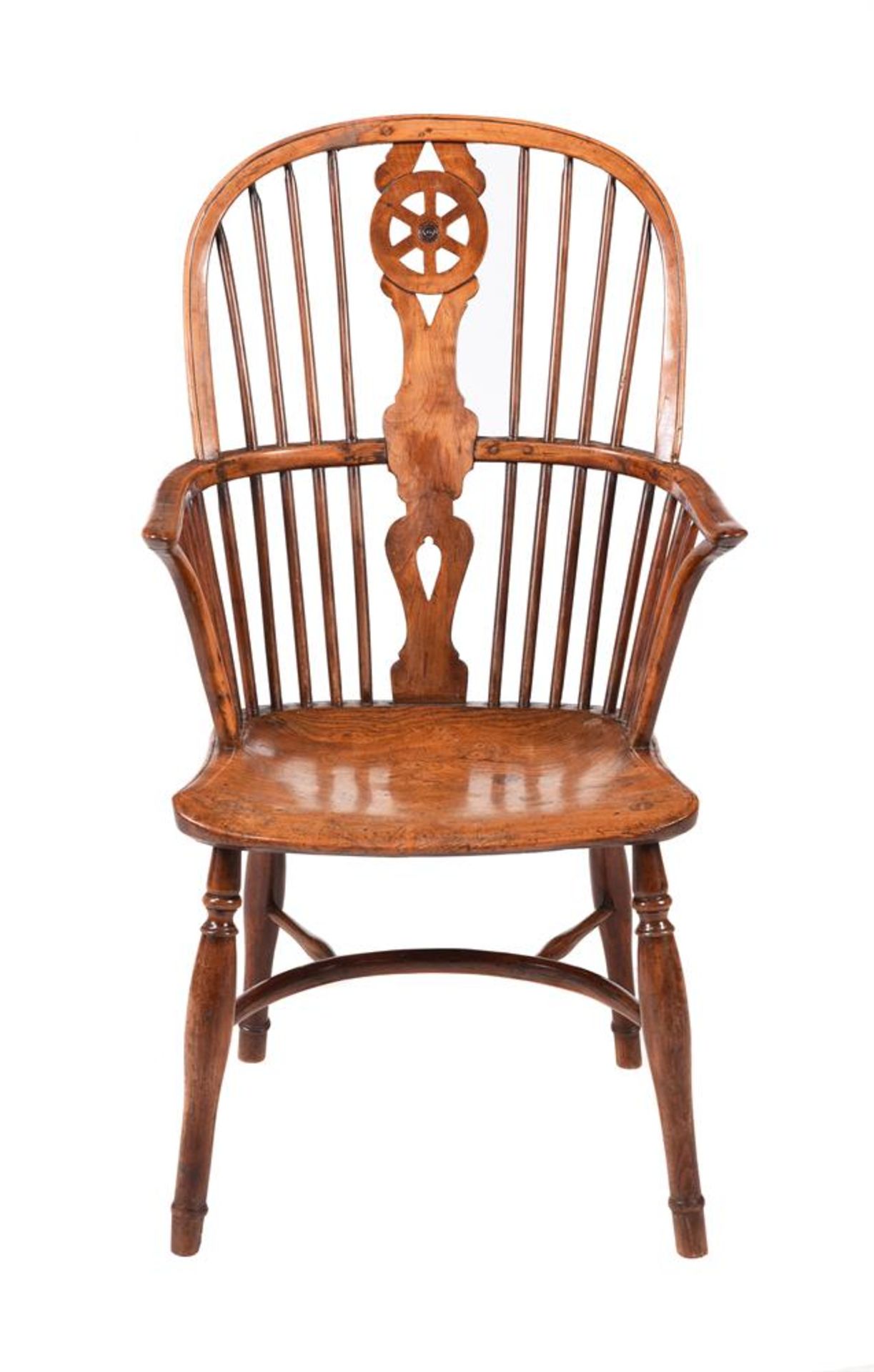 A YEW AND BURR ELM WINDSOR ARMCHAIR