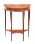 Y AN EDWARDIAN INLAID MAHOGANY AND ROSEWOOD CROSSBANDED SIDE TABLE