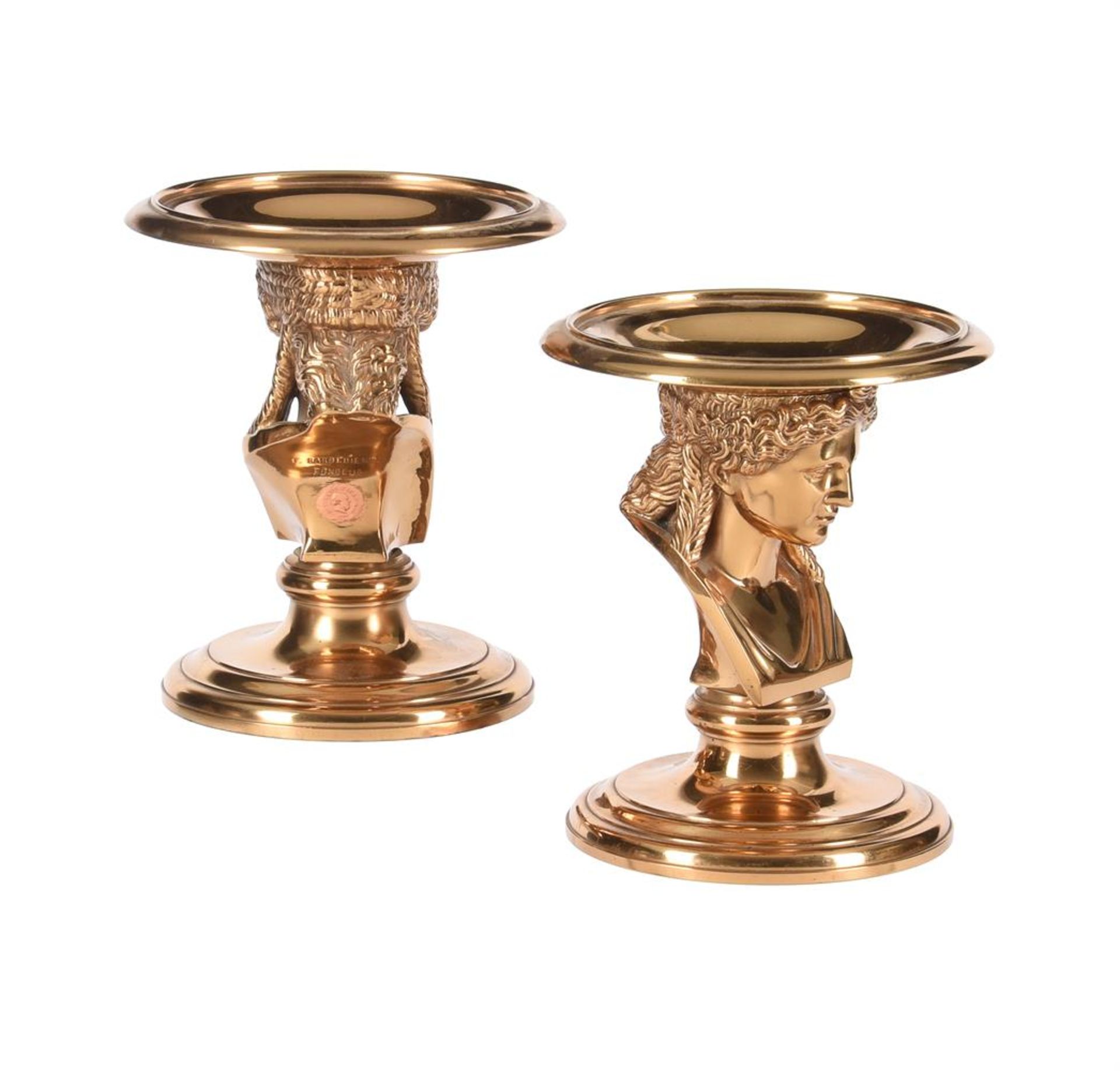 A PAIR OF POLISHED BRONZE TAZZAS, F. BARBEDIENNE - Image 2 of 3