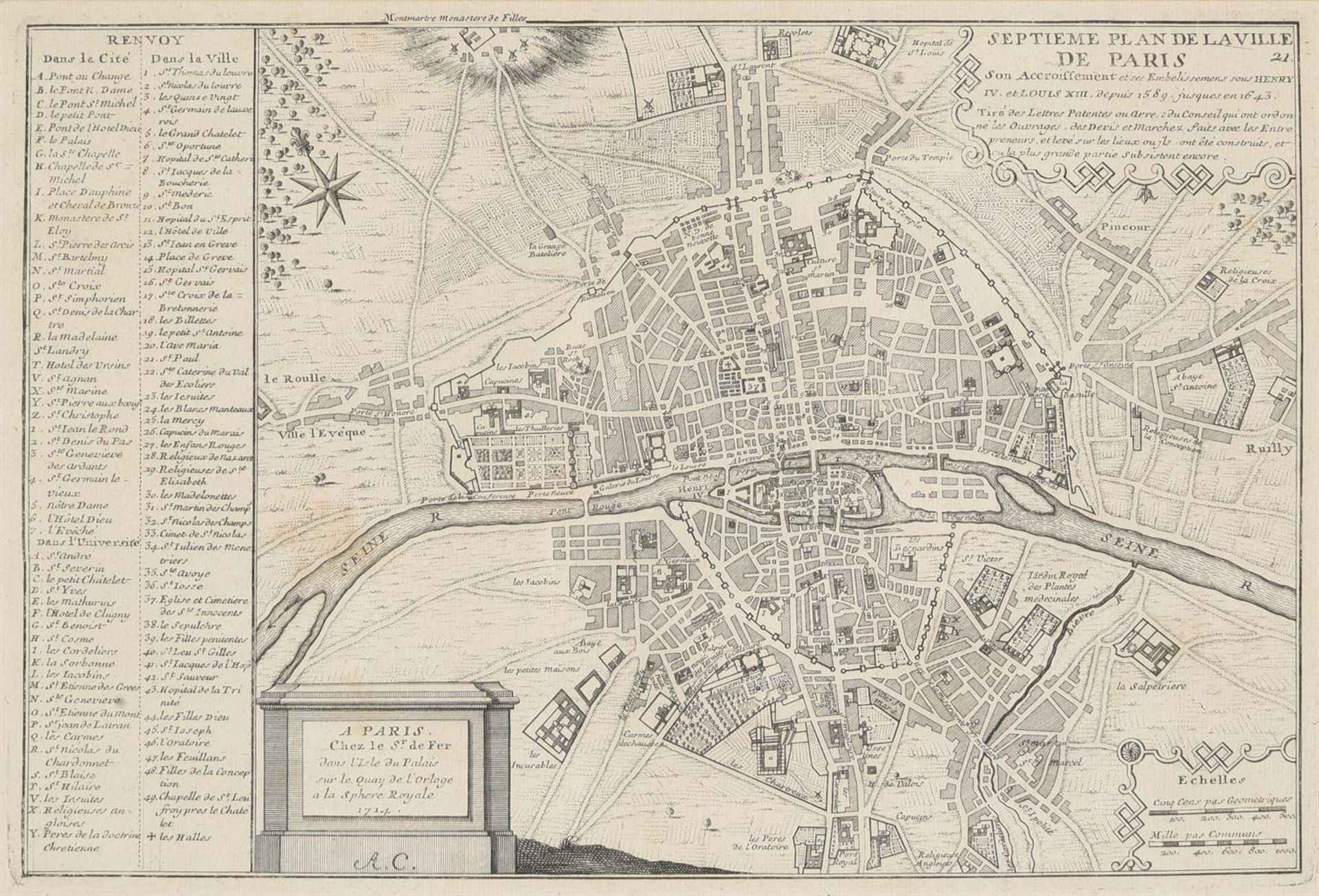 A SET OF SEVEN MAPS OF PARIS FROM NICOLAS DE FER'S ATLAS CURIEUX - Bild 5 aus 14