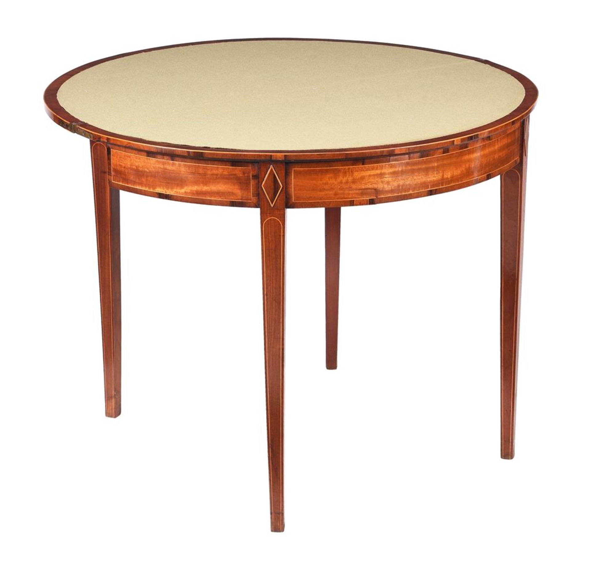 Y A GEORGE III MAHOGANY AND ROSEWOOD BANDED CARD TABLE - Image 2 of 2