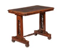 Y AN EARLY VICTORIAN ROSEWOOD LIBRARY OR WRITING TABLE
