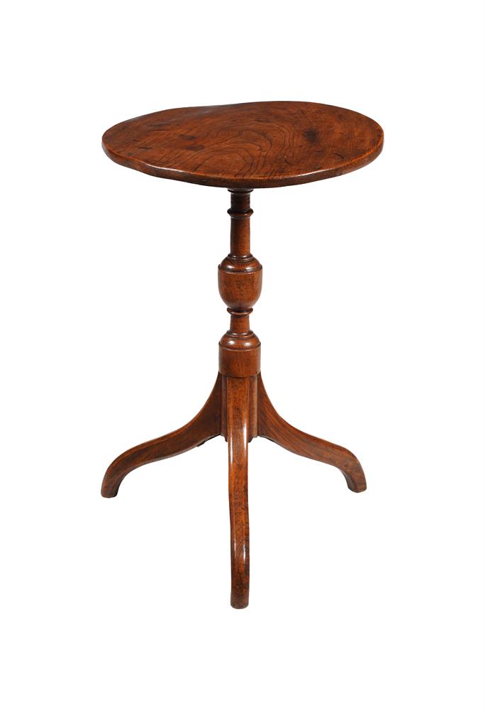 A SOLID ELM TRIPOD OCCASIONAL TABLE