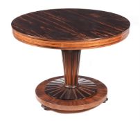 Y A MACASSAR EBONY AND INLAID CENTER TABLE