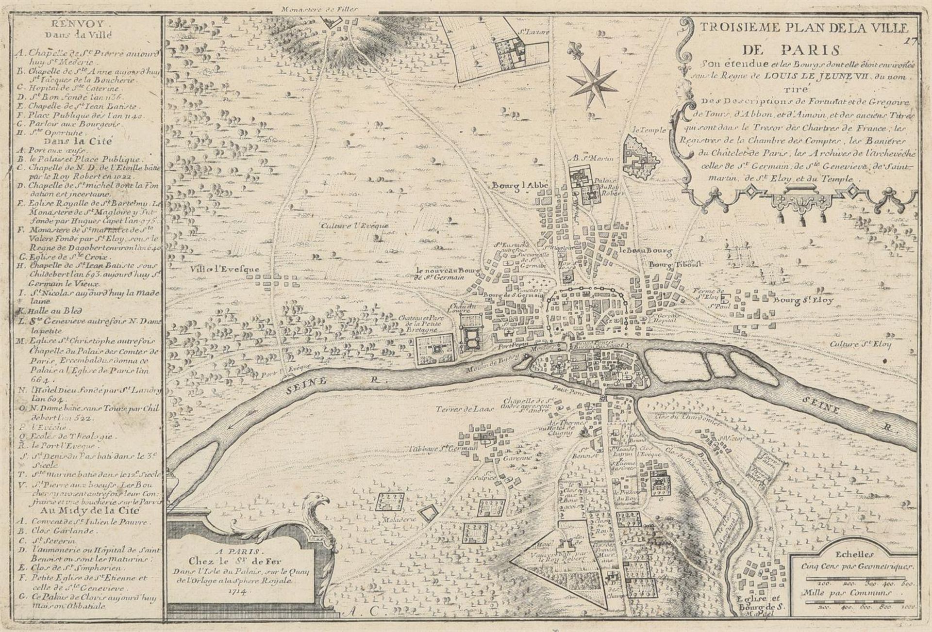 A SET OF SEVEN MAPS OF PARIS FROM NICOLAS DE FER'S ATLAS CURIEUX - Bild 7 aus 14