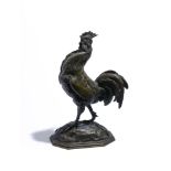 A BRONZE MODEL OF A COCKEREL, AFTER BARYE