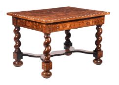 Y A DUTCH MARQUETRY WALNUT AND BONE BANDED CENTRE TABLE