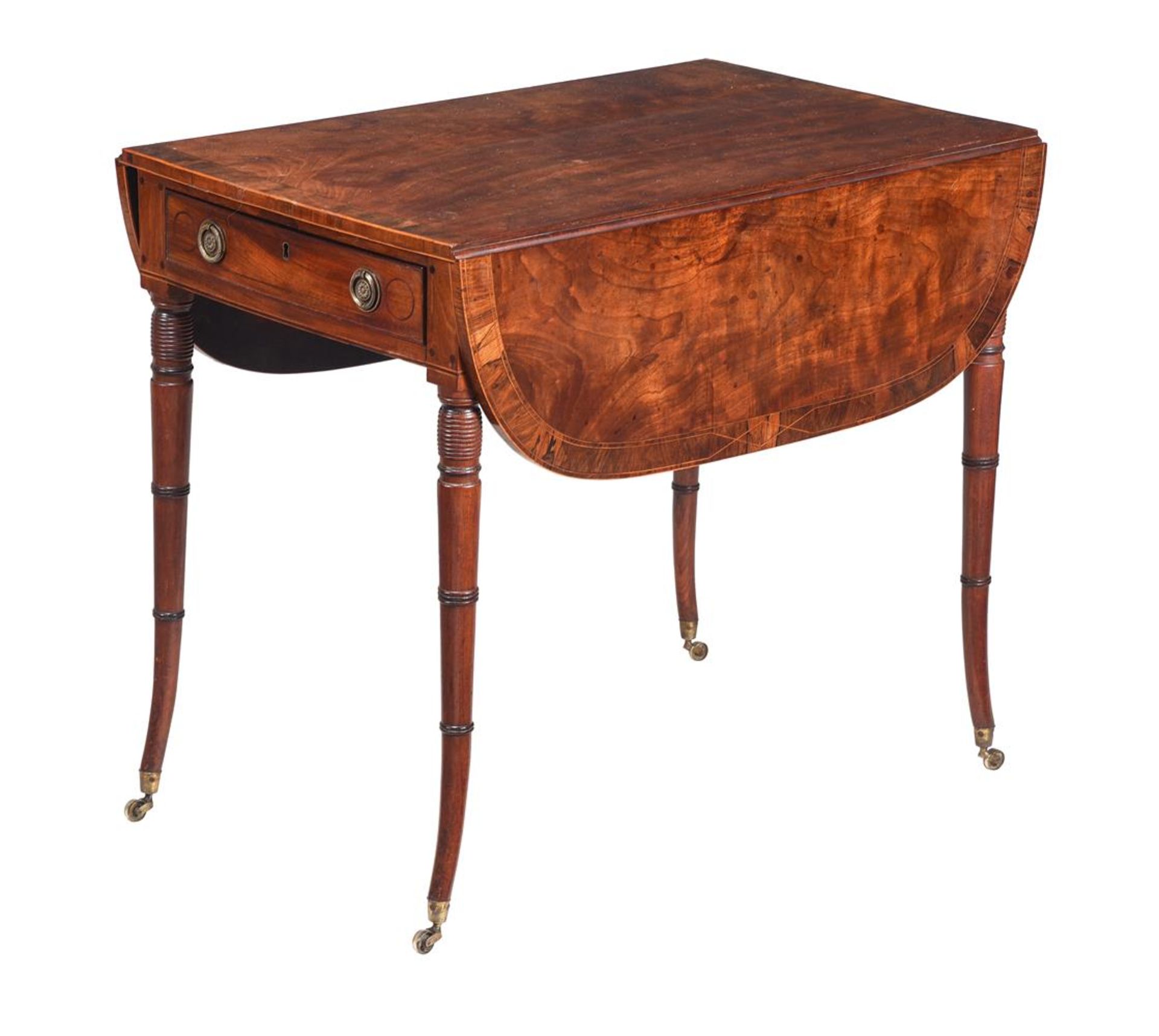 A GEORGE III MAHOGANY AND LINE INLAID PEMBROKE TABLE