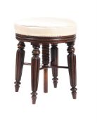 Y A GEORGE IV ROSEWOOD REVOLVING PIANO STOOL IN THE MANNER OF GILLOWS
