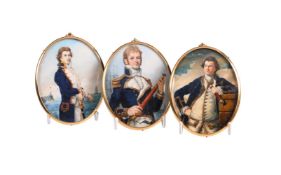 MICHAEL BARTLETT RMS (1922-2008), A GROUP OF THREE PORTRAIT MINIATURES OF NAVAL OFFICERS