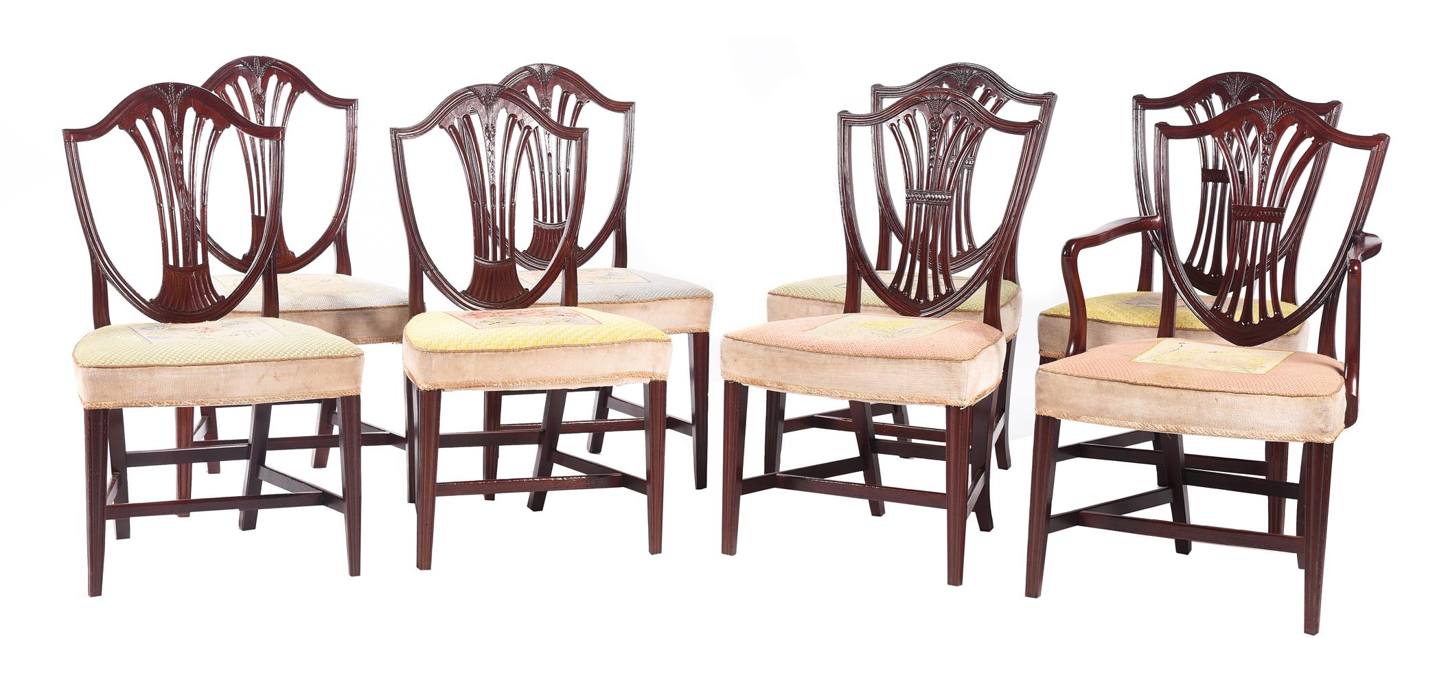 A SET OF EIGHT MAHOGANY DINING CHAIRS IN GEORGE III STYLE