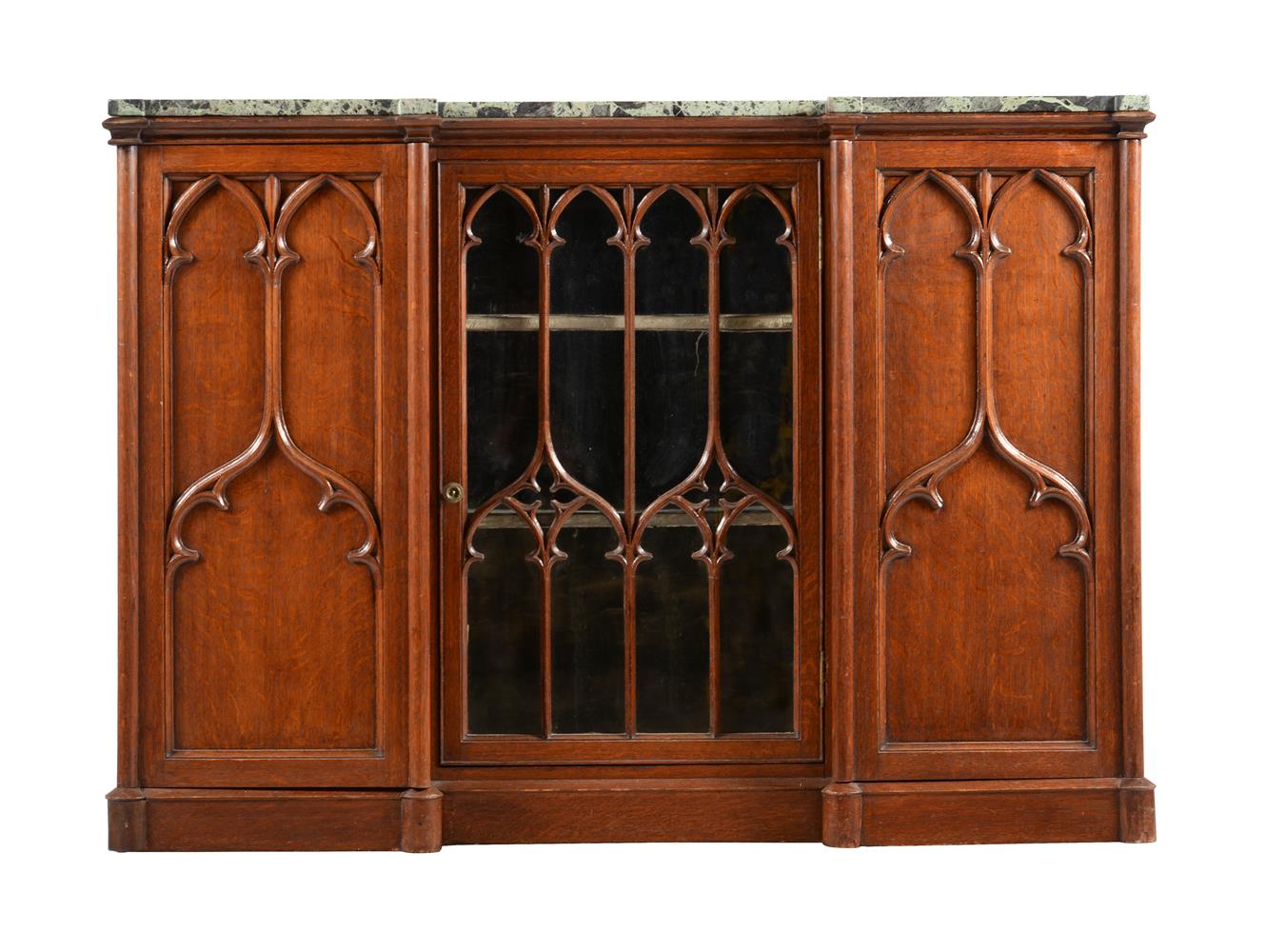 A VICTORIAN OAK SIDE CABINET