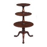 A GEORGE III MAHOGANY THREE TIER DUMB WAITER