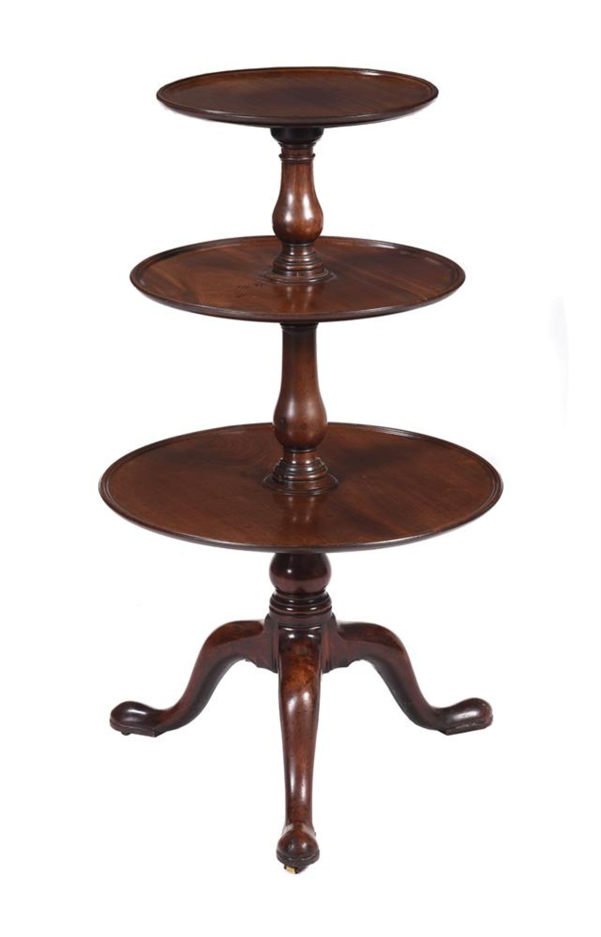 A GEORGE III MAHOGANY THREE TIER DUMB WAITER