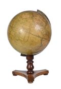 A VICTORIAN WALNUT AND BRASS MOUNTED TERRESTRIAL TABLE GLOBE, SMITH & SON, 63 CHARING CROSS, LONDON