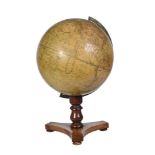 A VICTORIAN WALNUT AND BRASS MOUNTED TERRESTRIAL TABLE GLOBE, SMITH & SON, 63 CHARING CROSS, LONDON