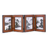 A SET OF FOUR CHINESE ENAMELLED 'LANDSCAPE' PORCELAIN PANELS