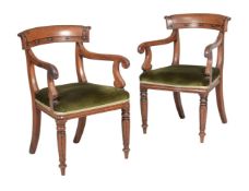 A PAIR OF GEORGE IV MAHOGANY ARMCHAIRS