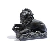 JOHNANNES SCHILLING (GERMAN 1828 – 1910) A BRONZE MODEL OF THE LION ON THE ROCK